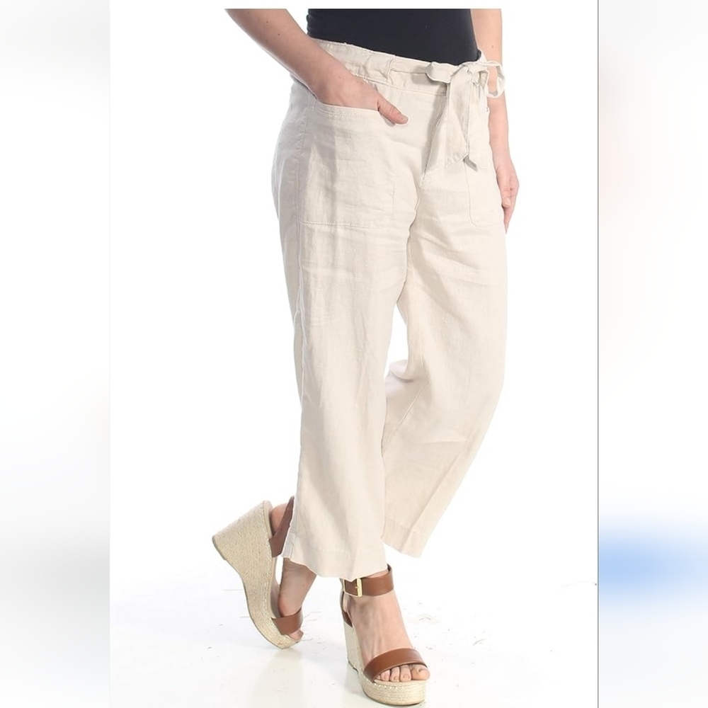 Womens White Linen Pants, Size 28/6